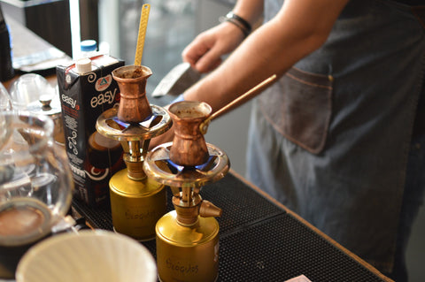 brewing turkish coffee