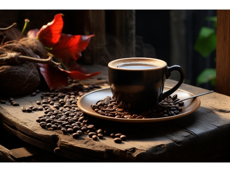 coffee mug with beans where coffee originate