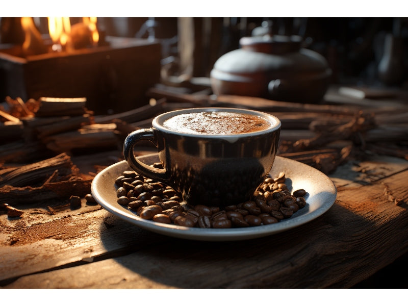 Mexican coffee with spices and boiling coffee ground